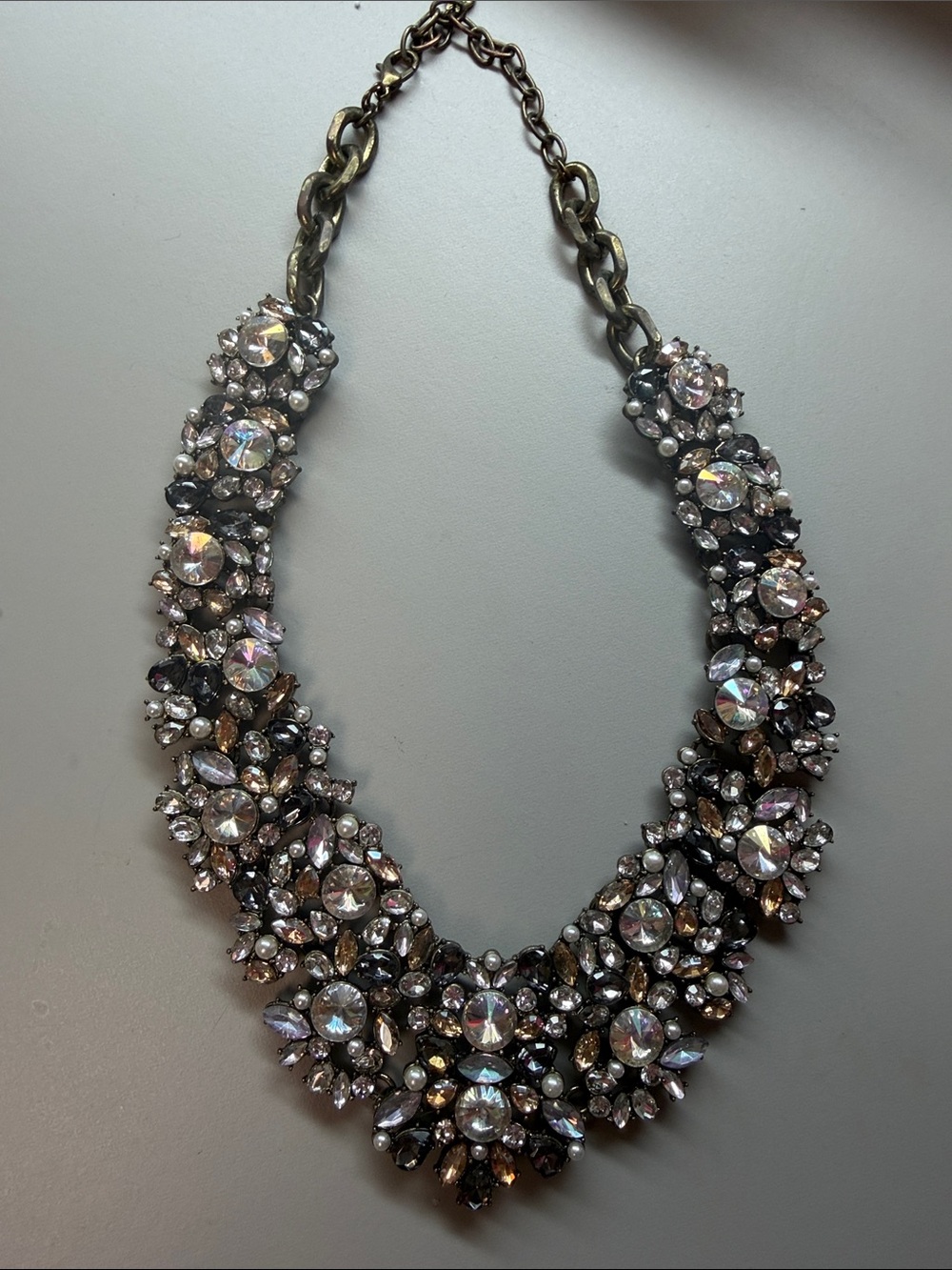 Baublebar Crystal Cluster Statement Necklace - Clear/Rose gold